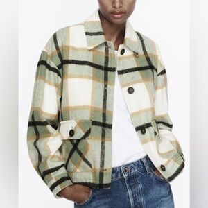 Zara Patch Pocket Plaid Overshirt